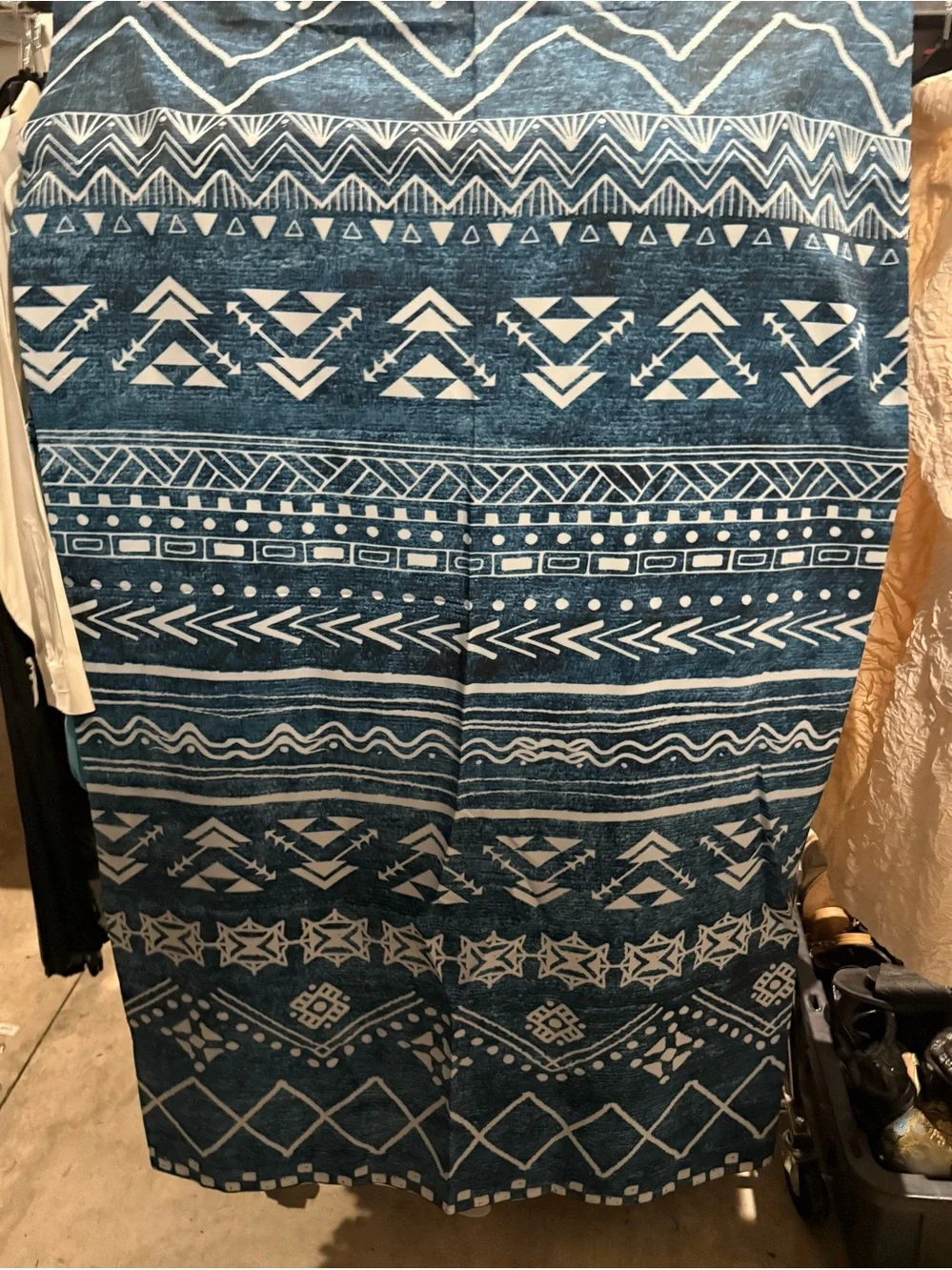Blue and White Aztec Print shower curtain